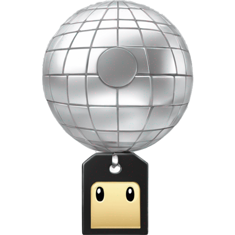 white pendrive with silver disco ball emoji