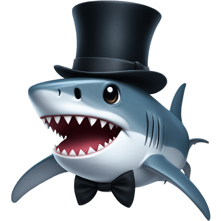 Shark with a top hat emoji