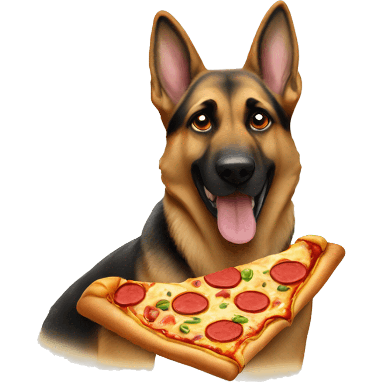 german sheperd eating pizza emoji