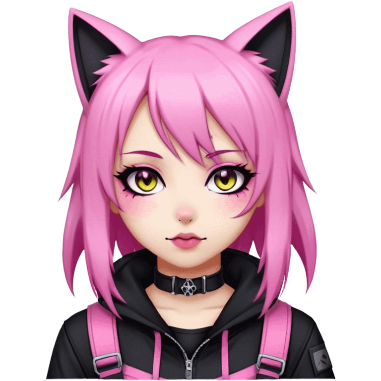 Edgy Kawaii Cute Cool Cartoon Anime Punk Techwear Gothic Catgirl emoji