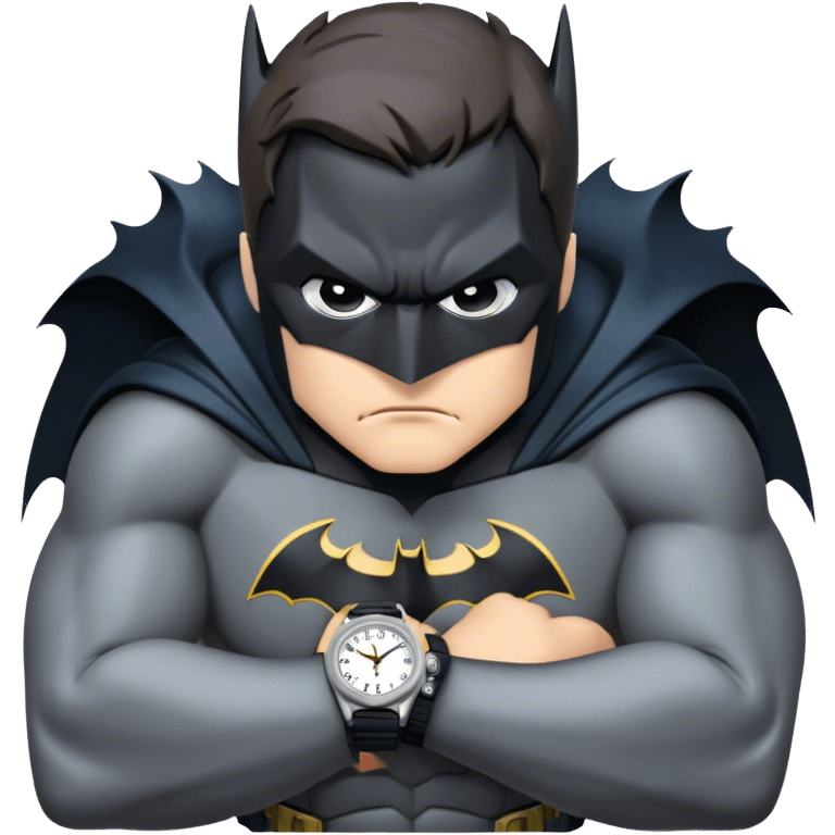 Batman looking stressed with watch emoji