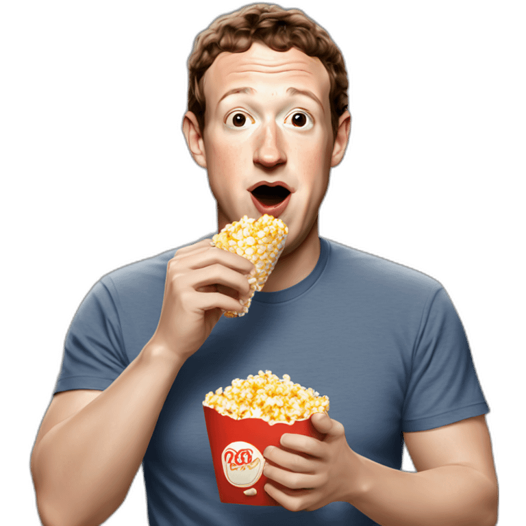 Mark Zuckerberg eating pop corn emoji