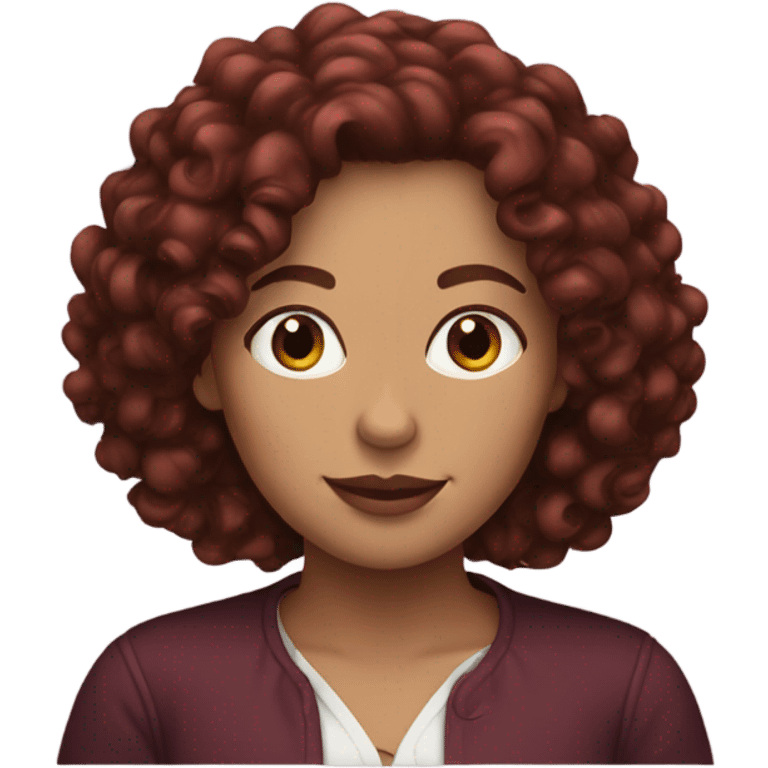 Brunette with curly burgundy hair emoji