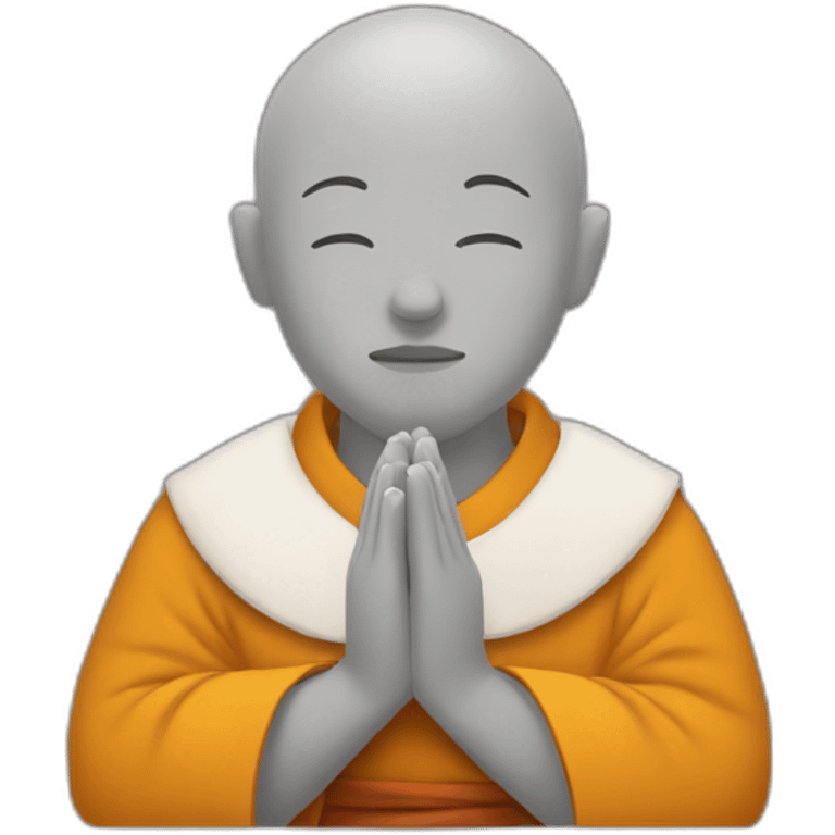 monk with two column dots on head is praying emoji