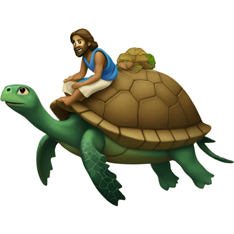 Jesus riding a turtle emoji