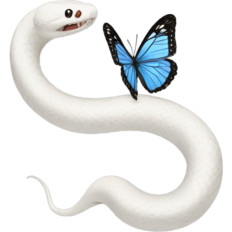 White snake with wings of butterfly in the middle of its body emoji