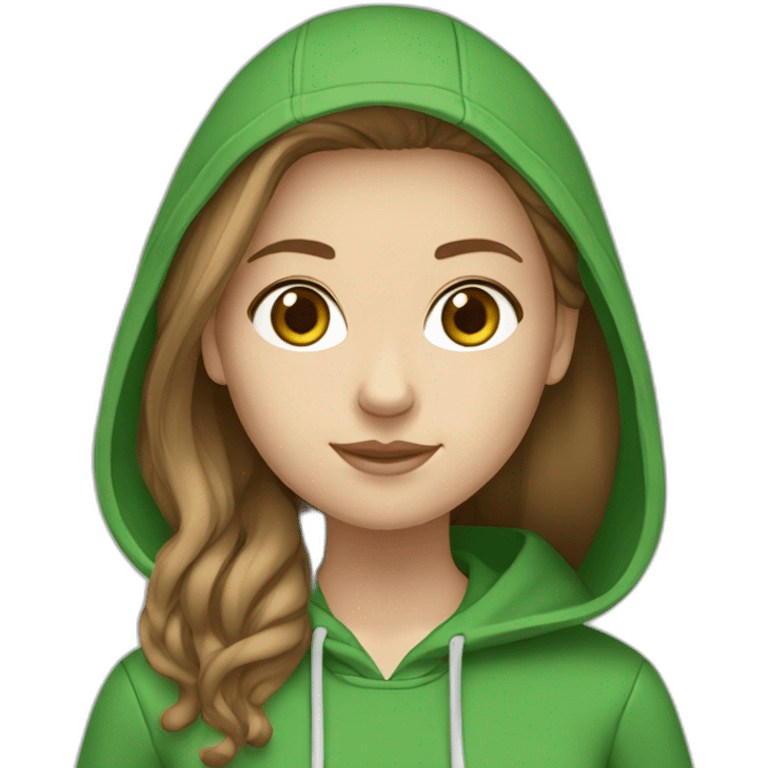 White Girl white brown hair wearing green Hoodie emoji