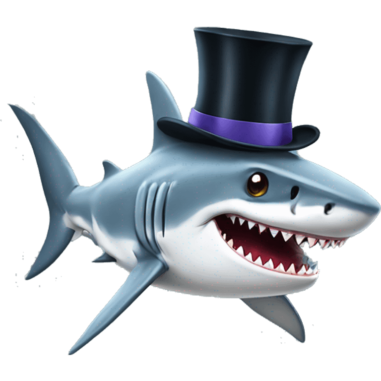 Shark with a top hat emoji