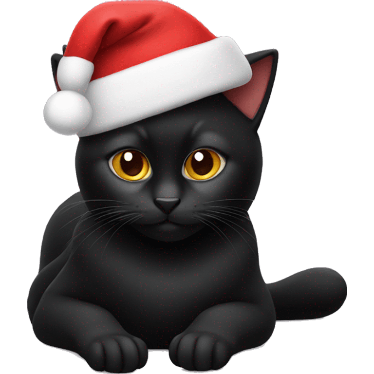 One Black cat wearing Santa hat emoji