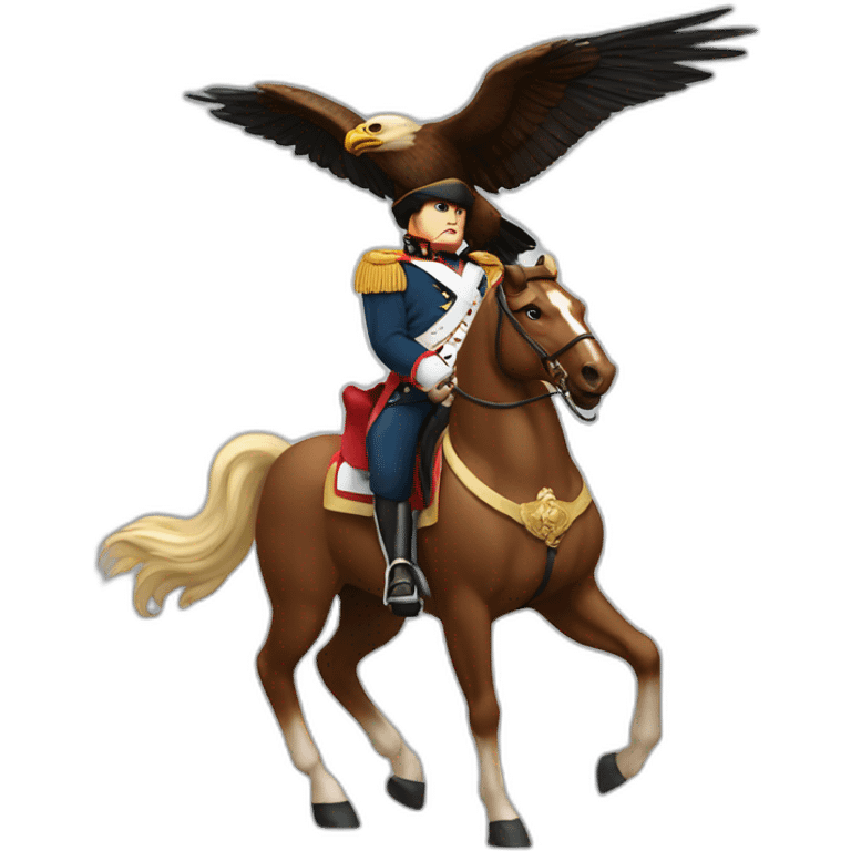 serious angry napoleon on horse hold golden eagle emoji