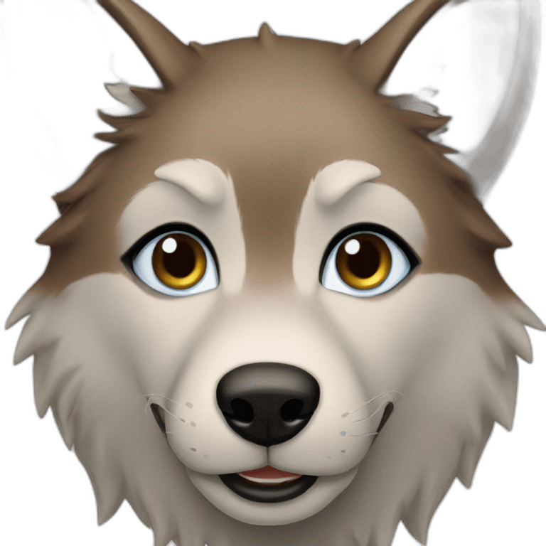 Brown female wolf blue eyes  emoji