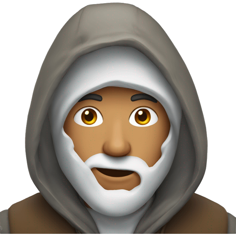 man in a hood covered with snow emoji