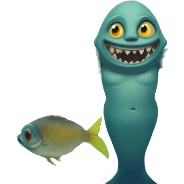 merpeople: ugly evil Underwater-dwelling beings with the upper body of a human and the lower body of a fish, known for their beautiful singing voices and protective nature. emoji