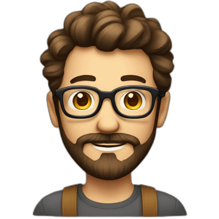 Geek avec des lunettes et cheveux brun avec un tous petit peu de barbe emoji