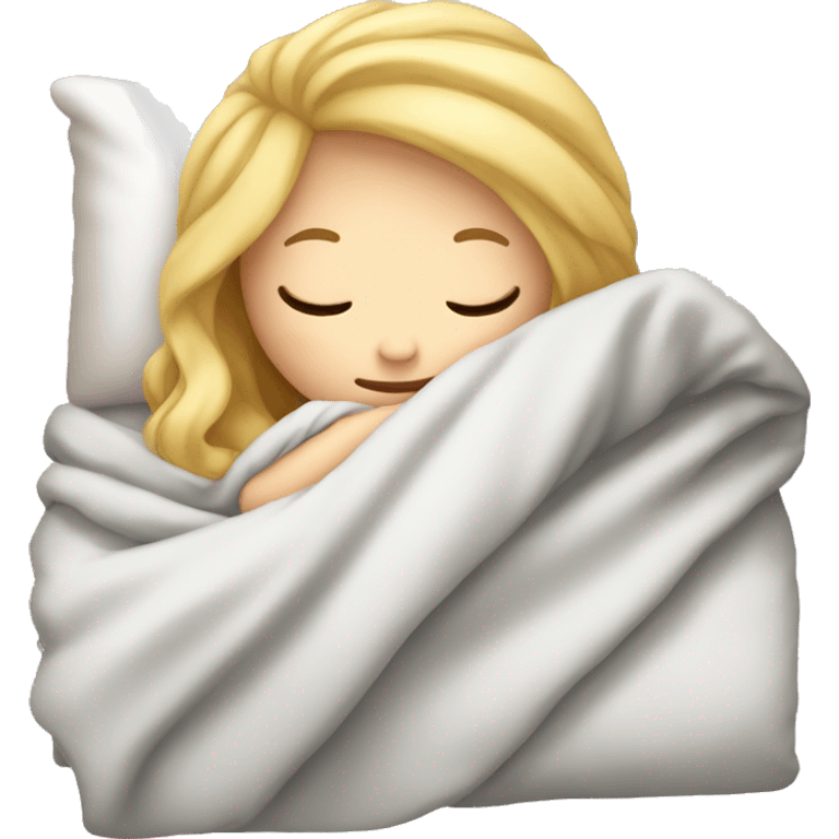 girl with blonde hair and light skin sleeping with blanket on emoji