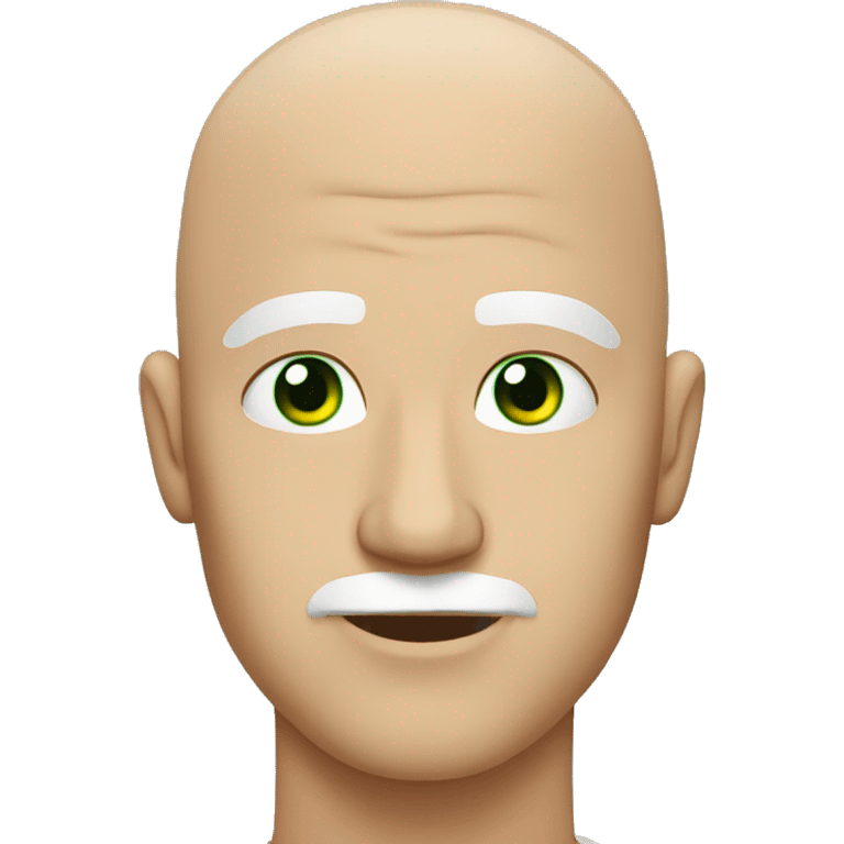 bald guy with white eyebrows and green eyes emoji