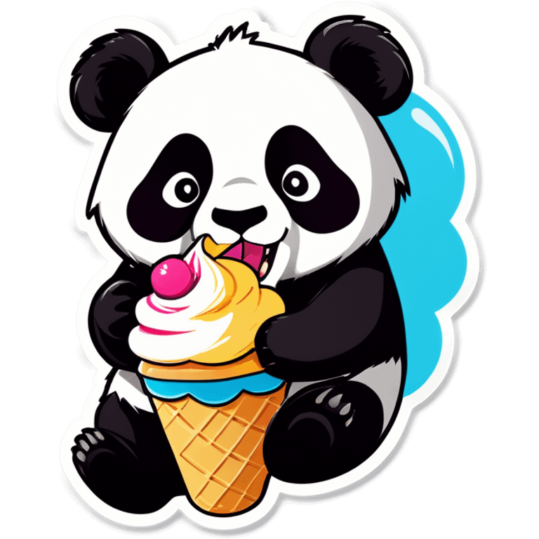 Panda eating ice cream emoji