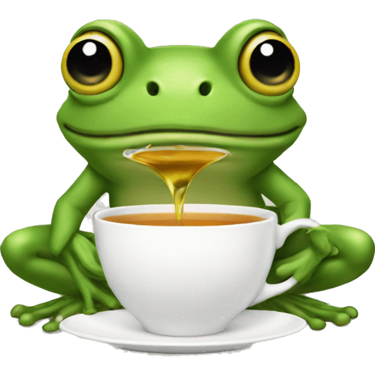 Frog sipping tea emoji