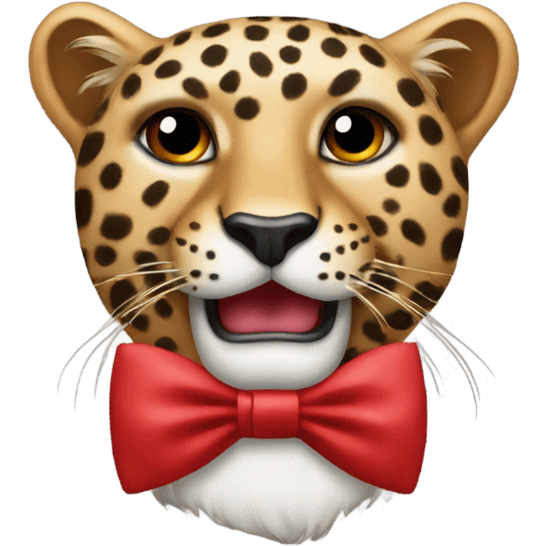 leopard wearing a red bow tie  emoji