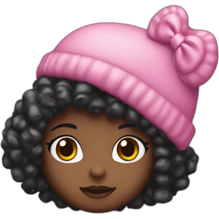 Hello kitty con gorro black girl with curly hair emoji