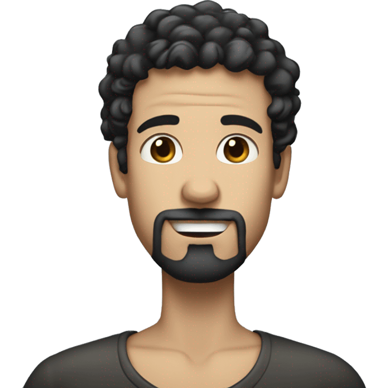 White man with curly black hair and a goatee covered in milk emoji