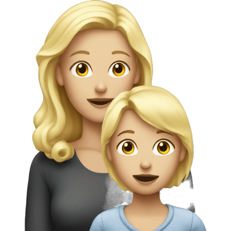 blonde women talking with blonde child  emoji