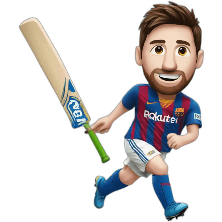 Messi playing cricket emoji