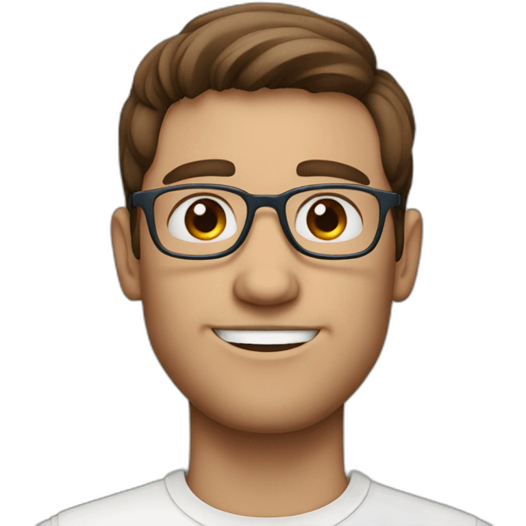 blue eyes man with glasses and brown hair emoji