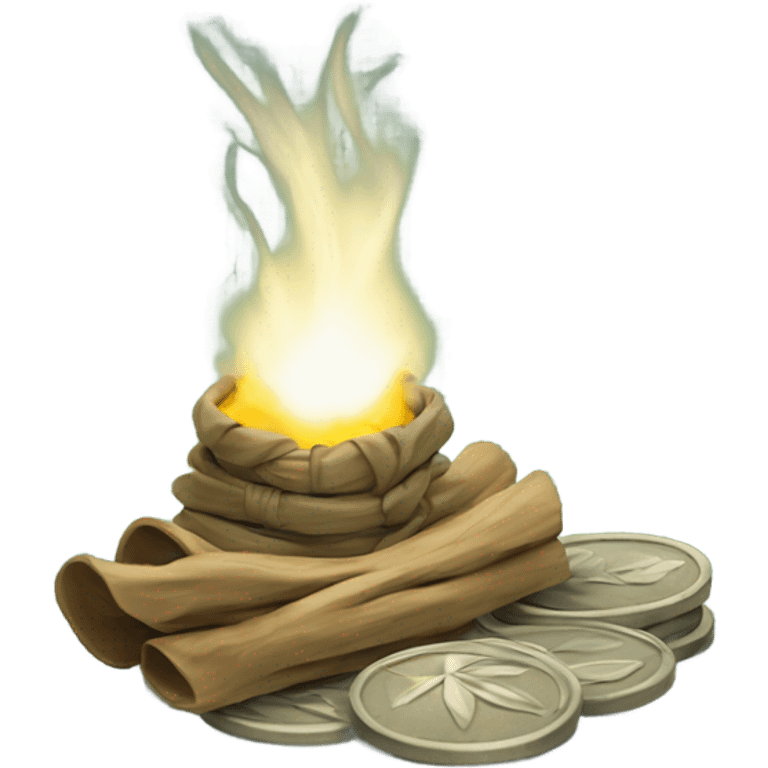 Sage bundle incense, and coins emoji