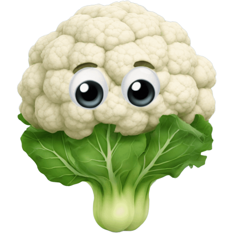 cauliflower looks into the mirror with big eyes emoji