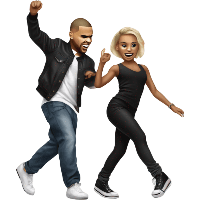 Hyper Realistic Chris Brown  dancing with his backing dancer Taylor emoji