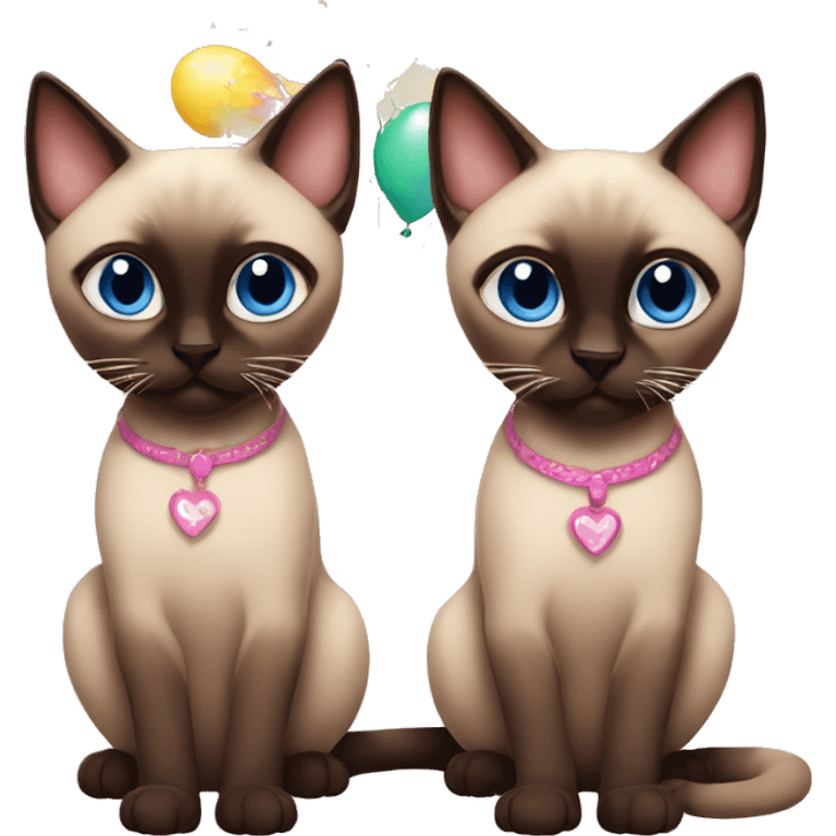 two siamese cats celebrate birthday emoji