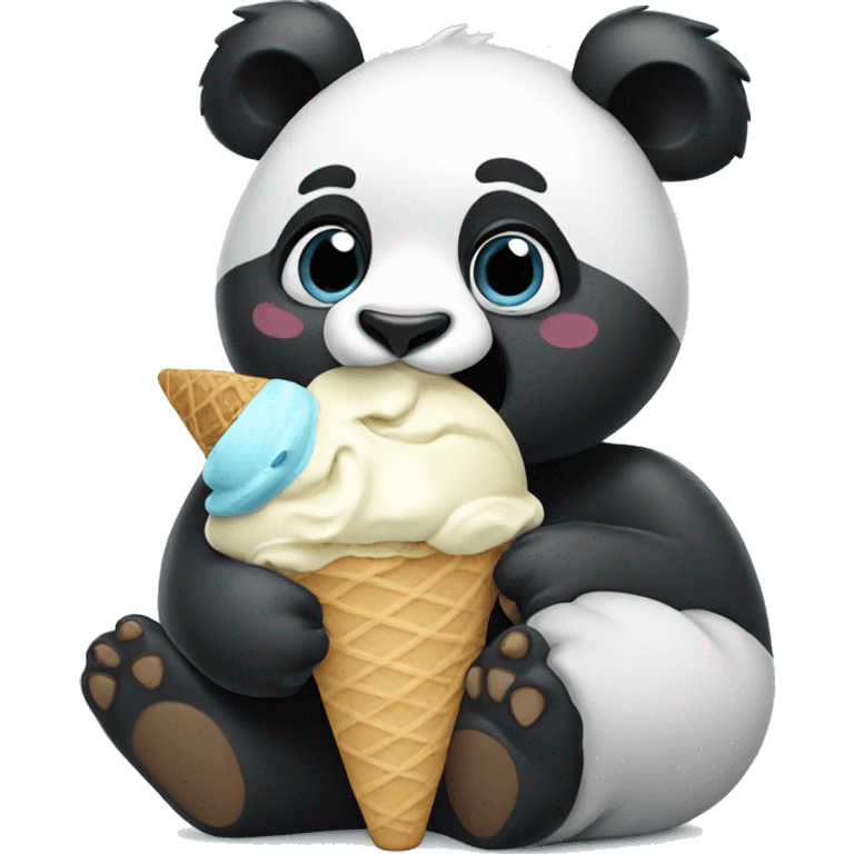 Panda eating ice cream emoji