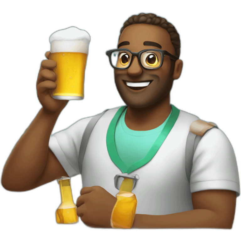 Chemist drinking beer in a party in the beach emoji