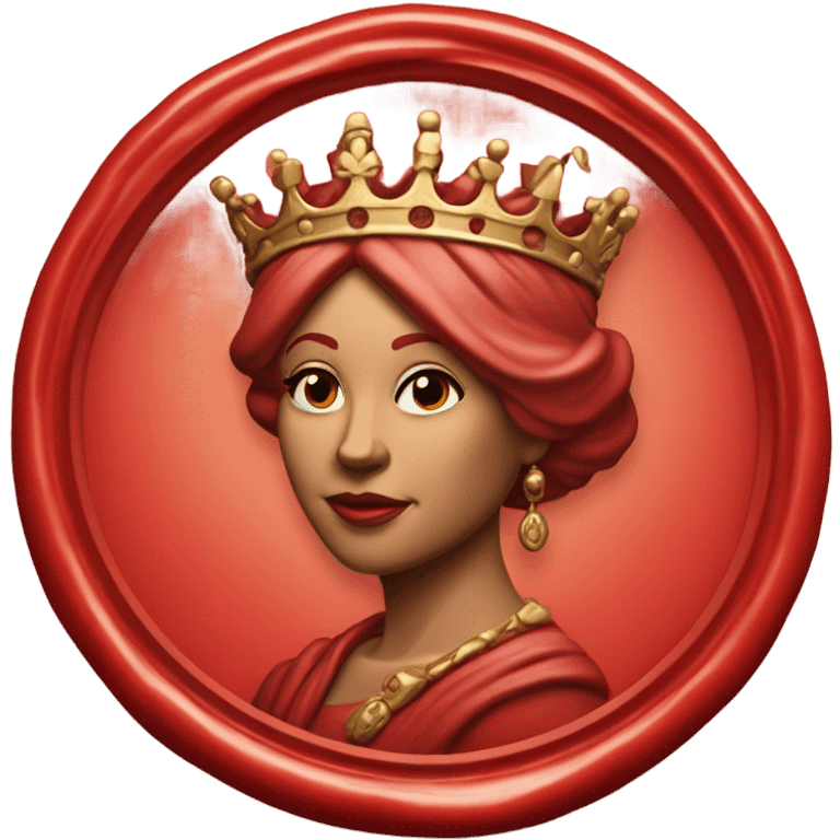 queen wax seal red crack broken circle emoji