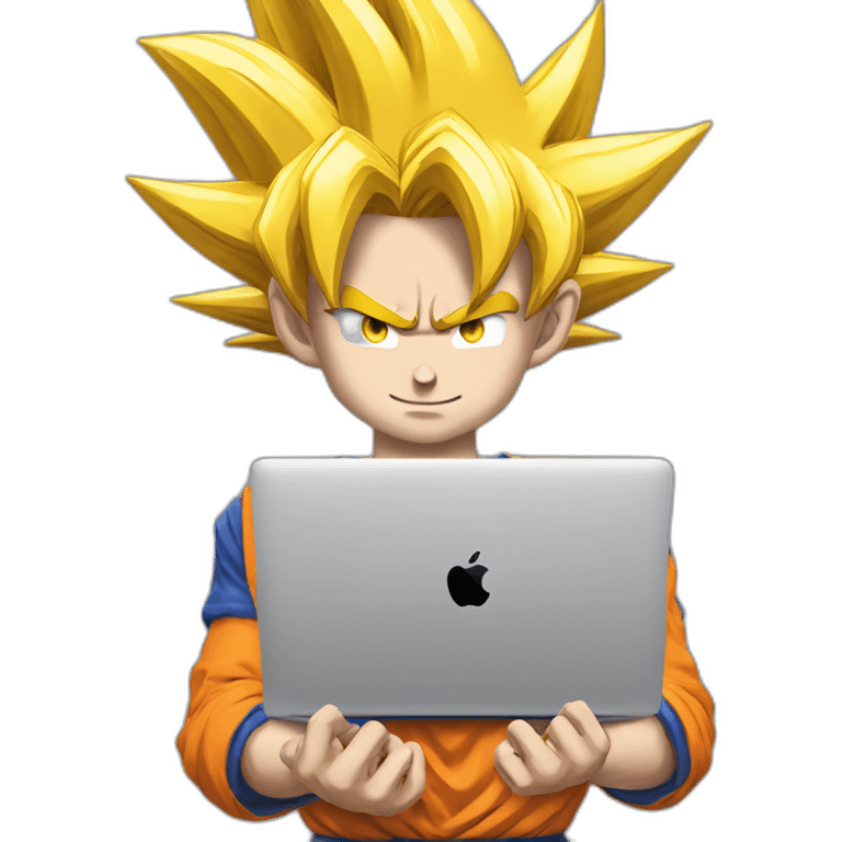 Goku super sayan working with macbook emoji