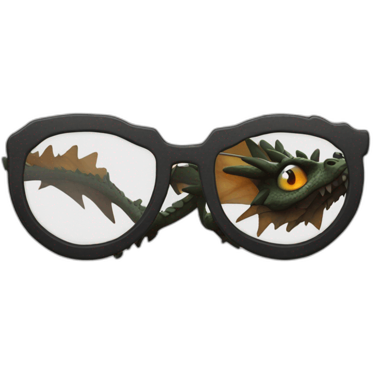 Dragon avec des lunettes noires avec des pixels blancs emoji