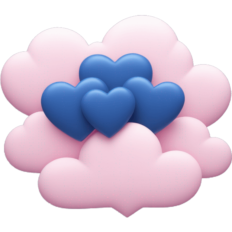 5 dark blue hearts, which different in size, around a big white-pink cloud emoji