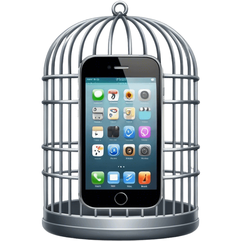 a mobile phone locked in cage emoji