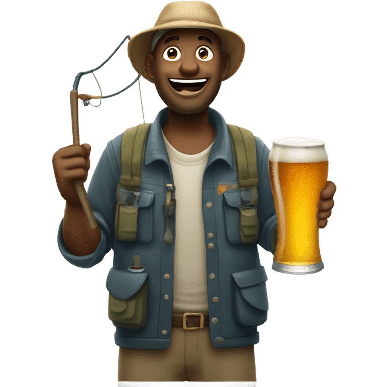 Fisherman fishing for beer emoji