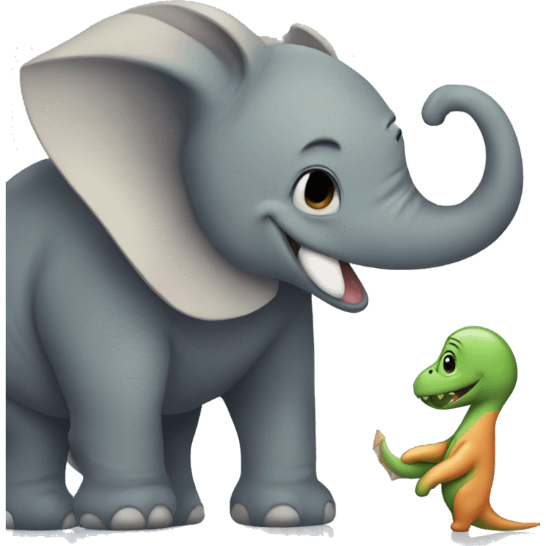 Dino hugging elephant emoji