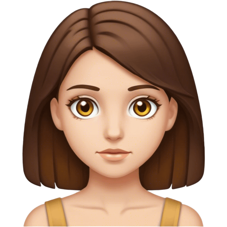 Caucasian girl brunette hair hazel eyes teen emoji