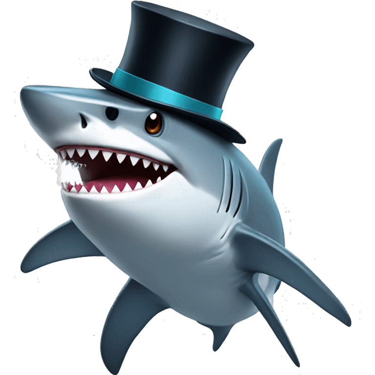 Shark with a top hat emoji