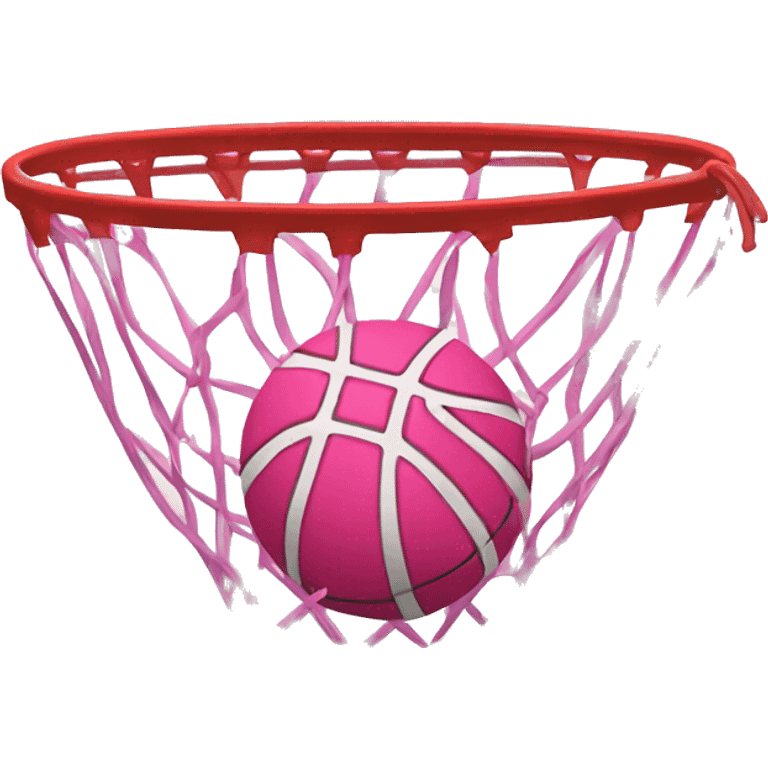 pink basketball in net emoji