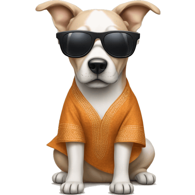 Dog wearing kurta and sunglasses emoji