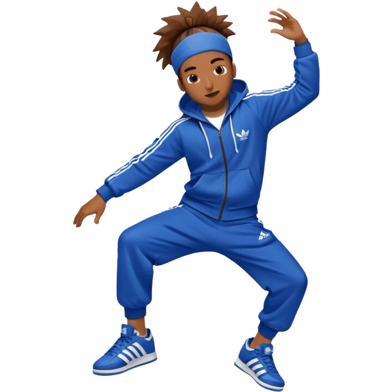 breakdancer spinning on his head wearing adidas shoes and spor suit emoji