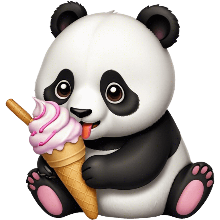 Panda eating ice cream emoji