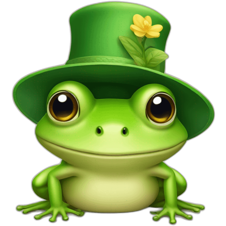 A frog with a hat emoji