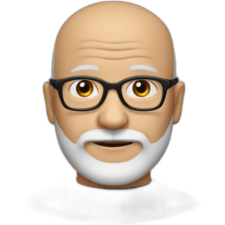 65-year-old man almost bald with black glasses and a sparse black beard emoji