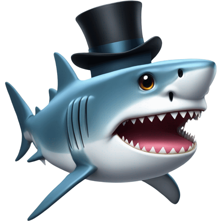 Shark with a top hat emoji